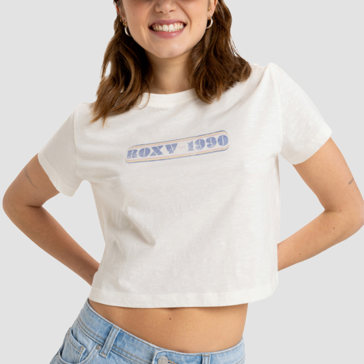 Roxy Magic Swell Crop T-Shirt Egret - Womens