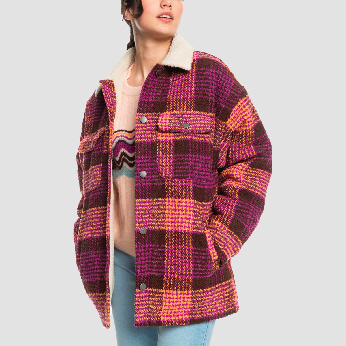 Roxy Passage Of Time Jacket Bitter Chocolate Hallo Plaid - Womens