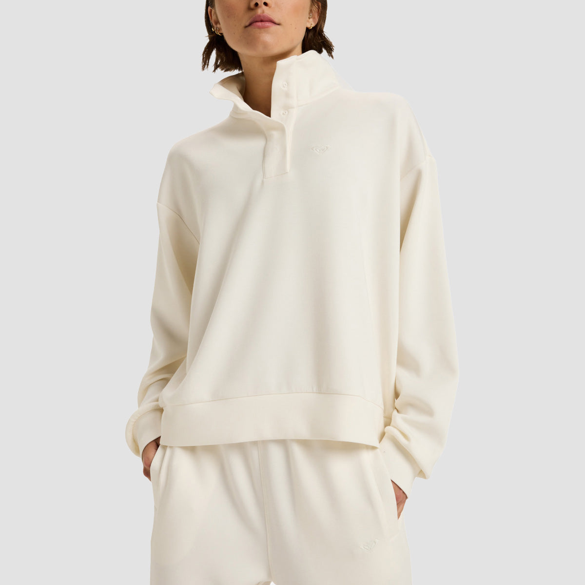 Roxy Rise & Vibe Sweet Sweatshirt Whisper White - Womens