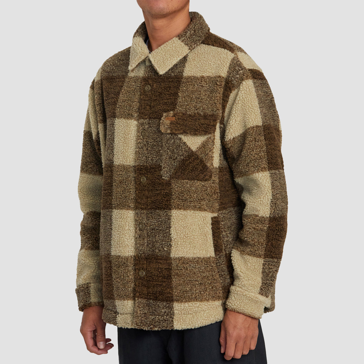 RVCA Lockheart Longsleeve Sherpa Shirt Khaki