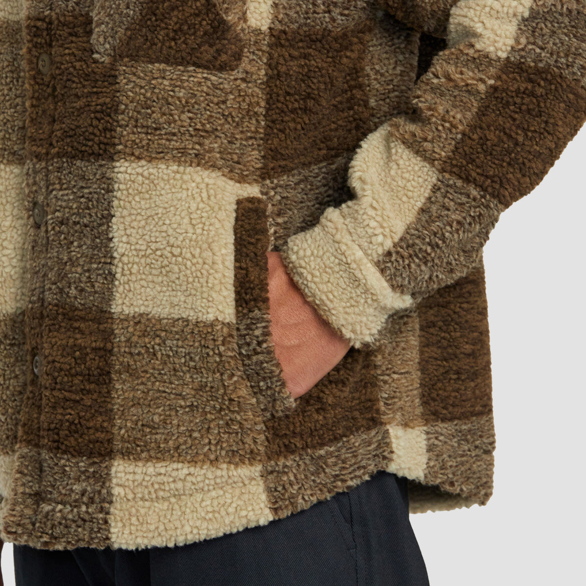 RVCA Lockheart Longsleeve Sherpa Shirt Khaki