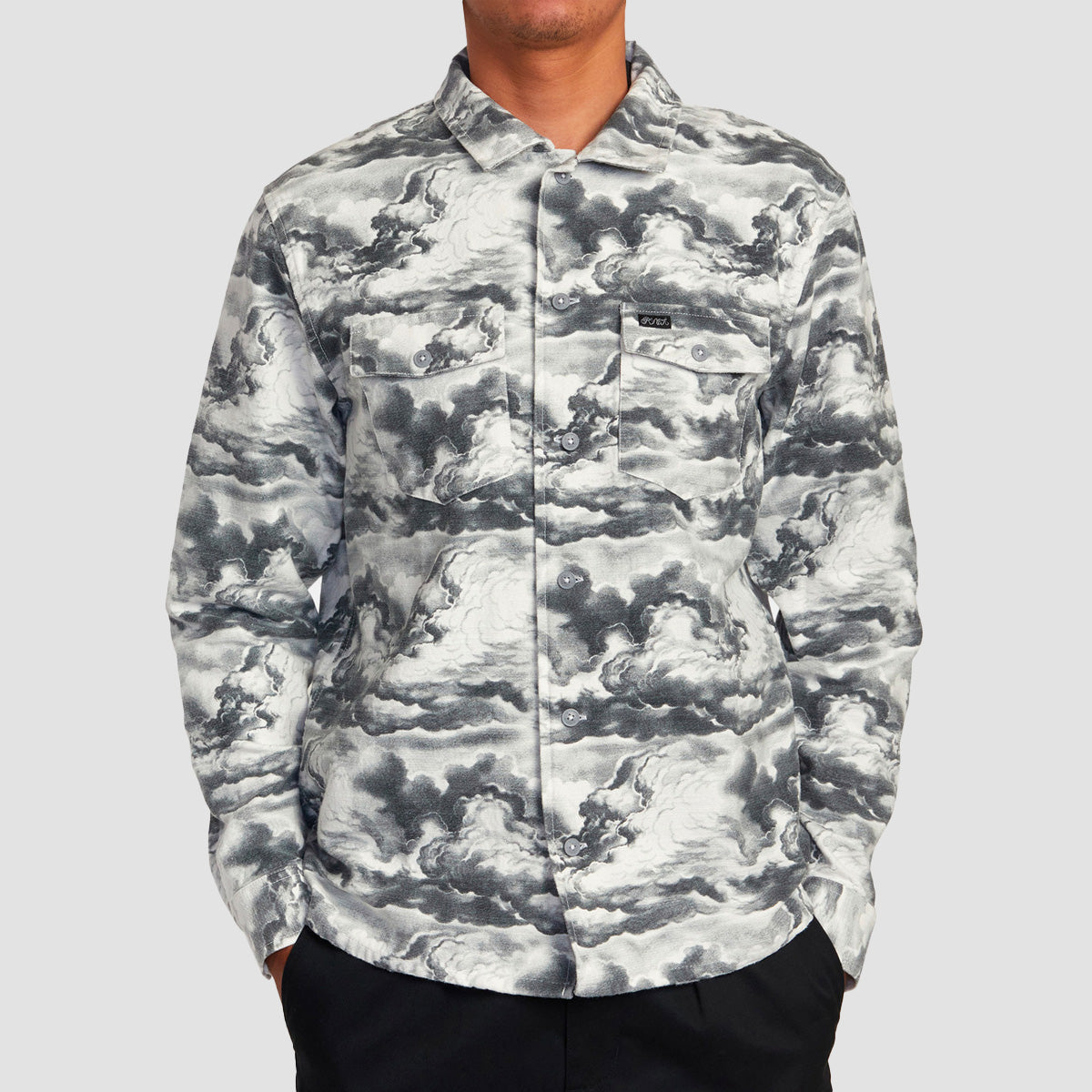 RVCA Mister Cartoon Cloud Longsleeve Shirt Black/White