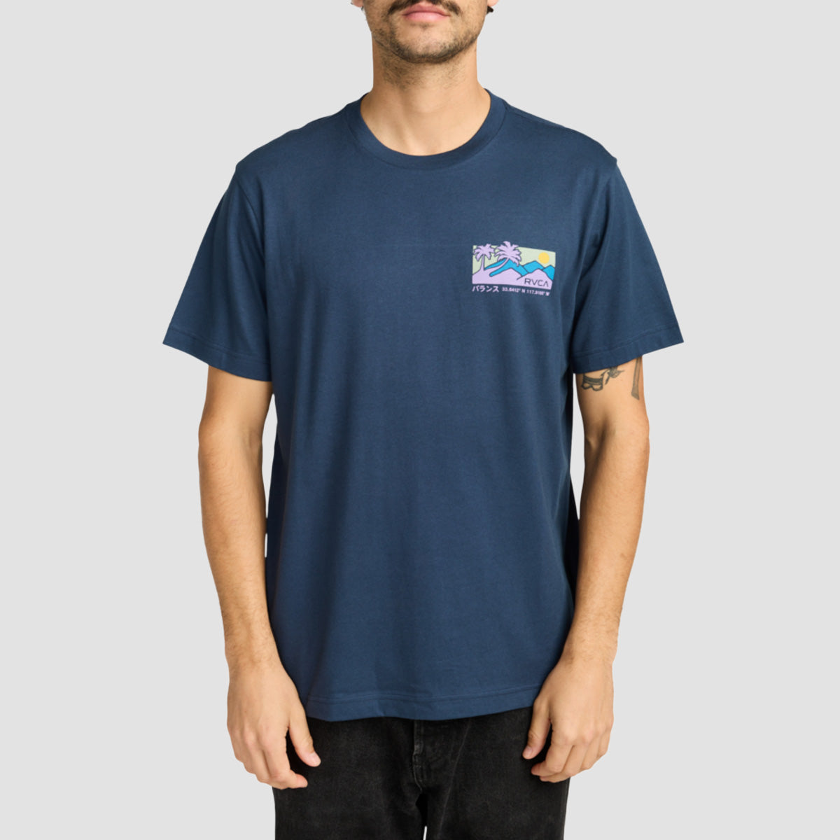 RVCA Palm Trail T-Shirt Moody Blue