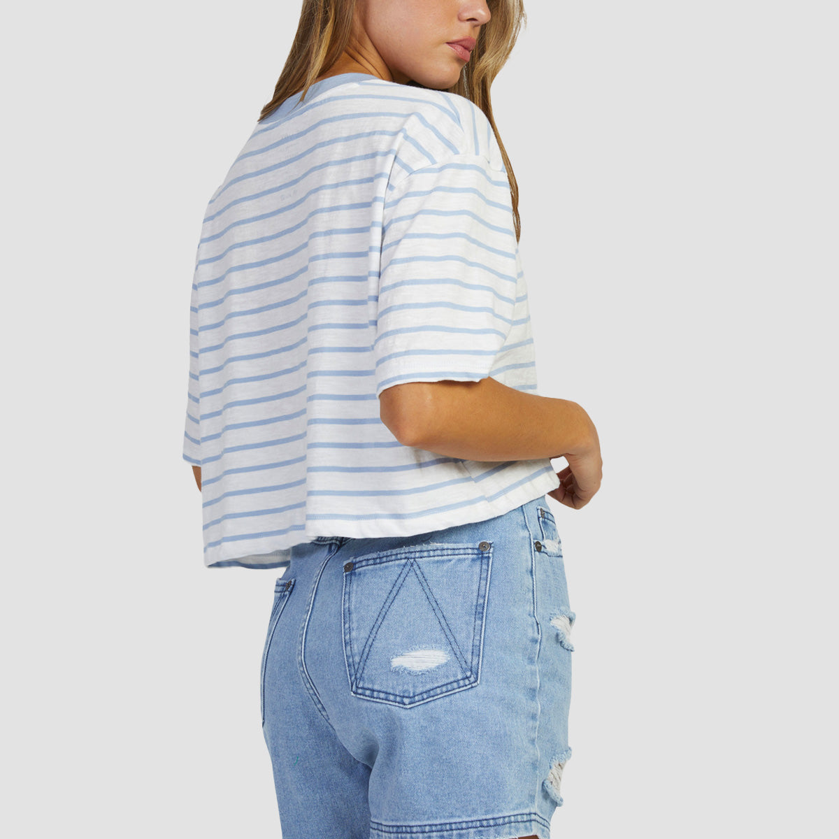 RVCA Stripes Half Rummage T-Shirt White - Womens