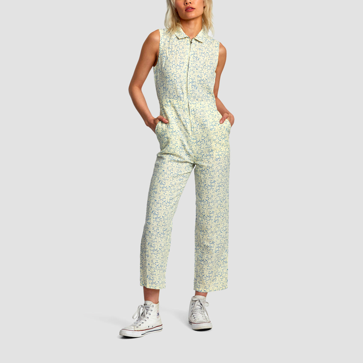RVCA Sunny Linen Jumpsuit Lemon - Womens
