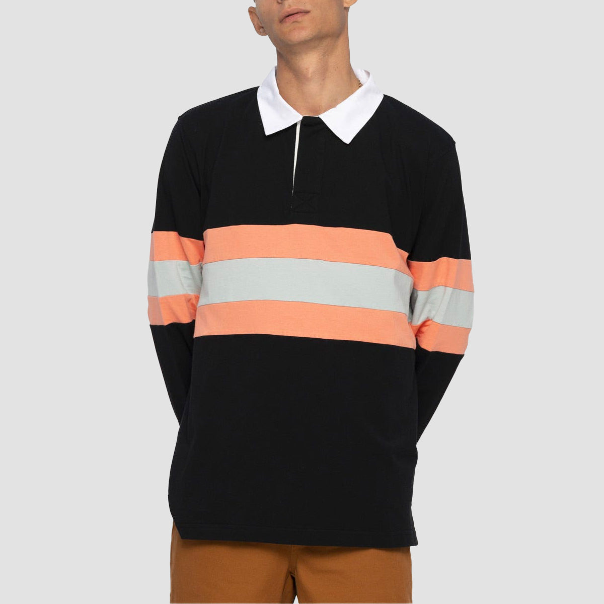 Santa Cruz Vista Strip Longsleeve Polo Shirt Washed Black