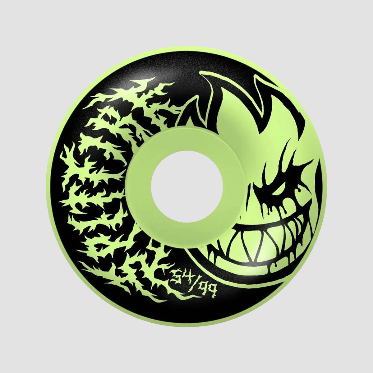 Spitfire Formula Four Deathmask II Bighead Radial Full 99DU Skateboard Wheels Glow 54mm