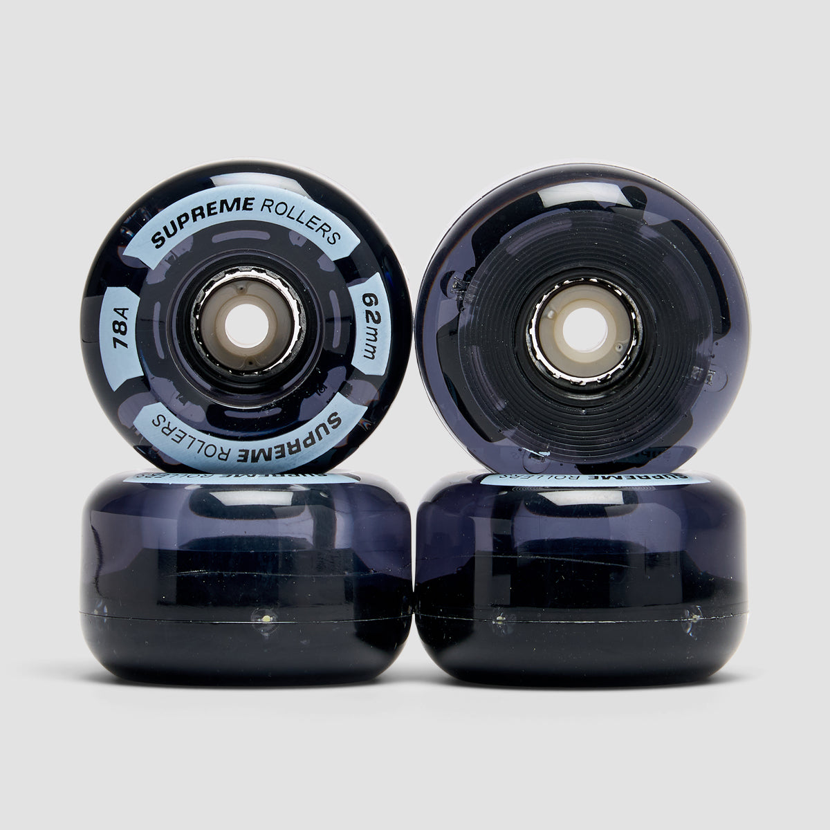 Supreme Rollers LED Light 78A Quad Wheels x4 Black 62mm