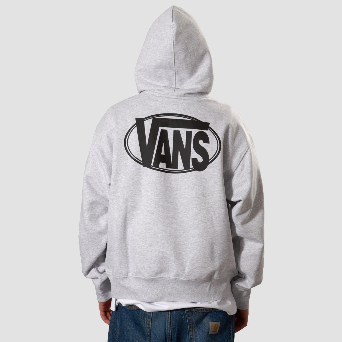 Vans Oval Logo Loose Pullover Hoodie Light Grey Heather