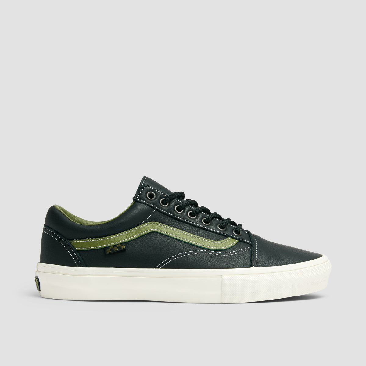 Vans Skate Old Skool Shoes Butter Leather Black Green