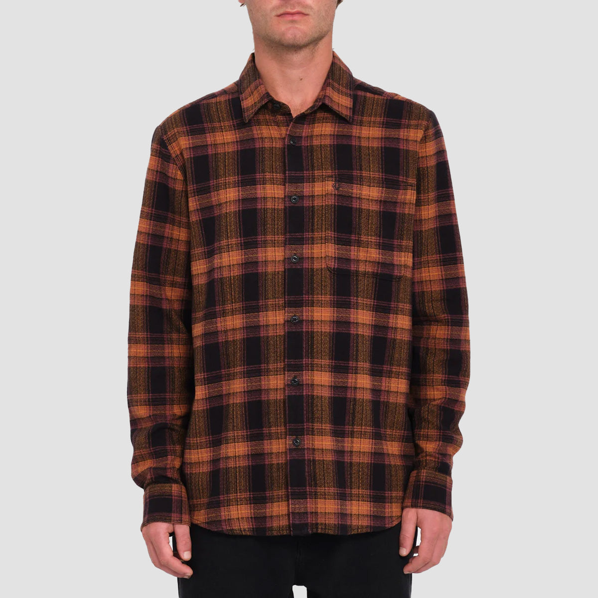 Volcom Baystone Flannel Longsleeve Shirt Black