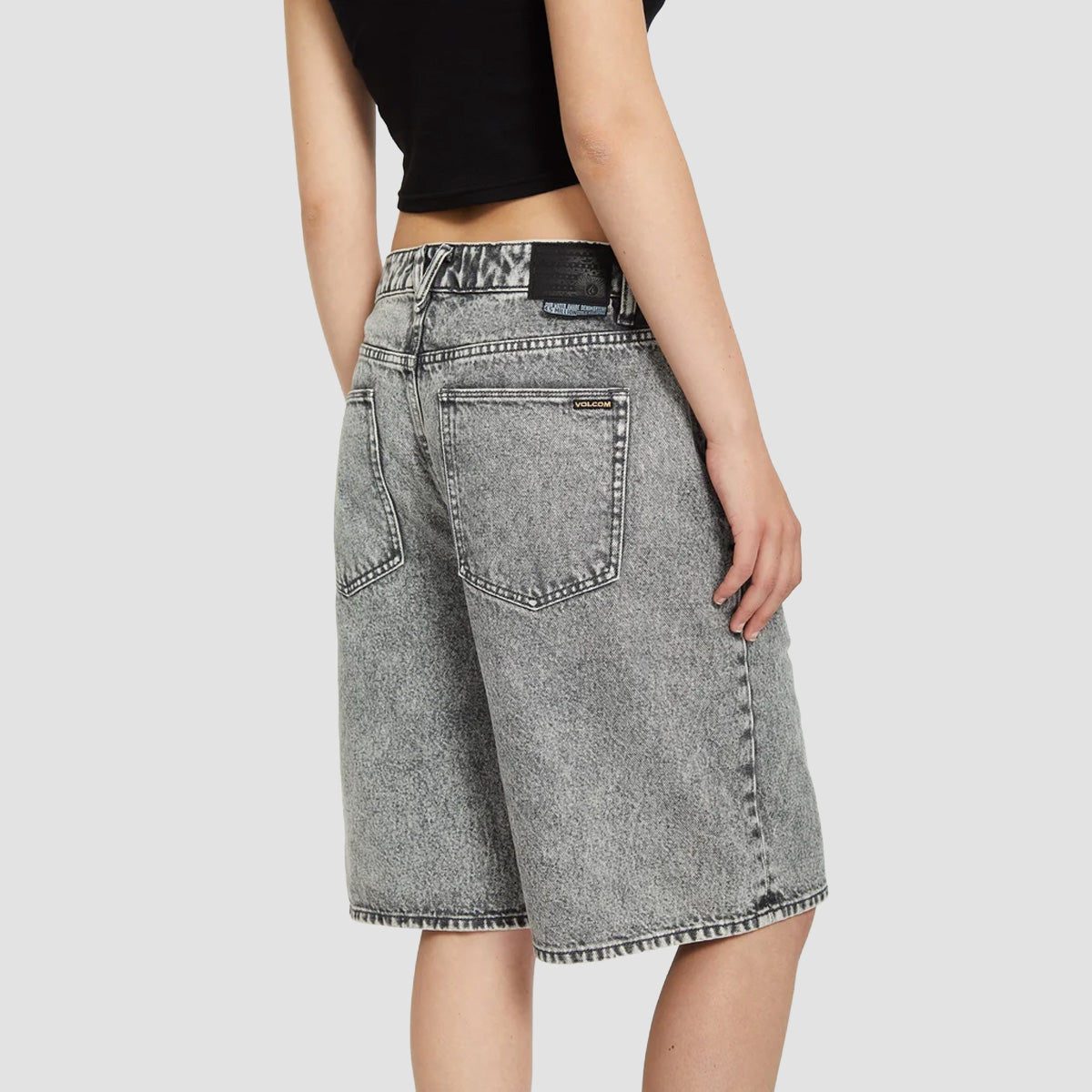 Volcom Beeggy Denim Shorts Grey Vintage - Womens