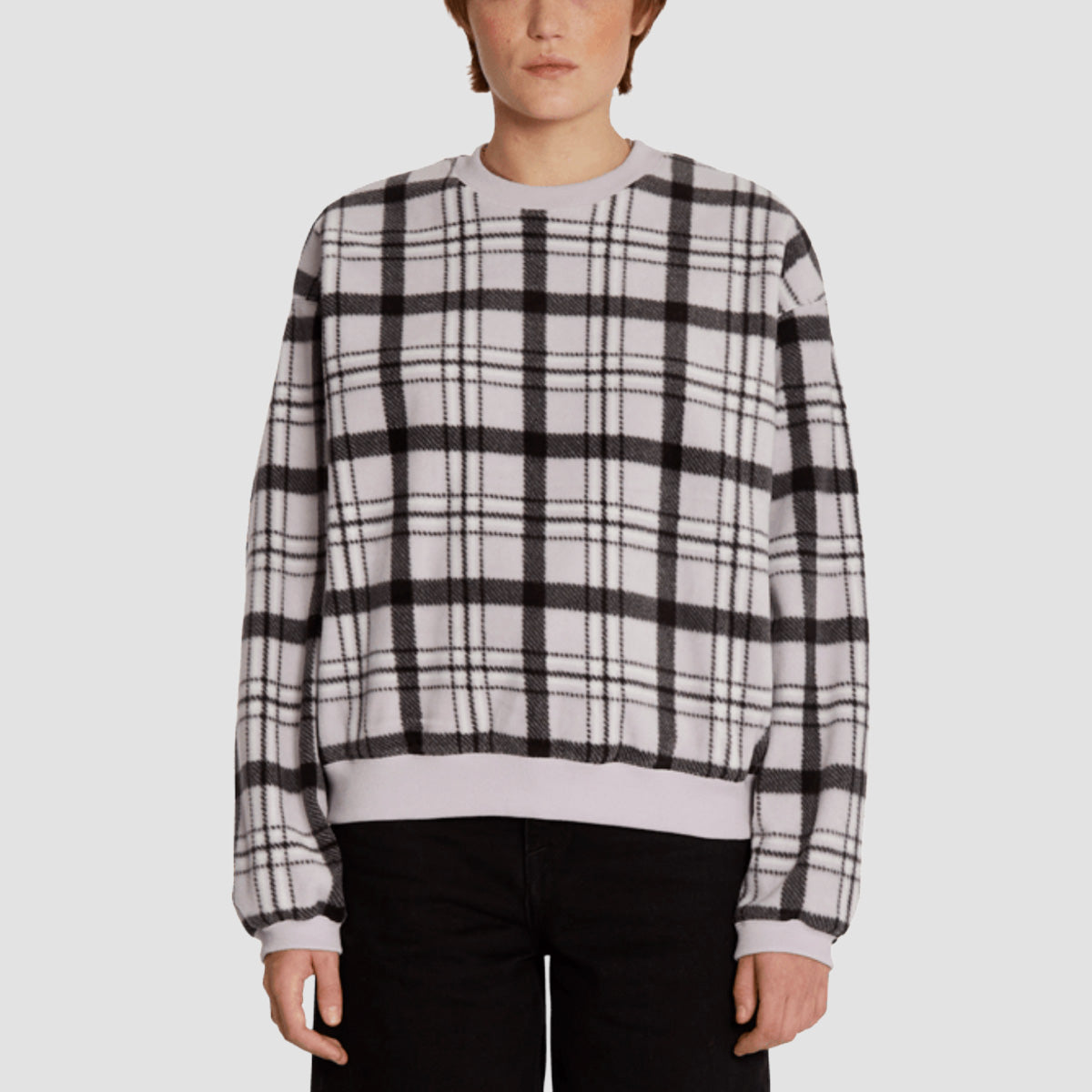 Volcom Error 101 Polar Fleece Crew Sweatshirt Lavender - Womens