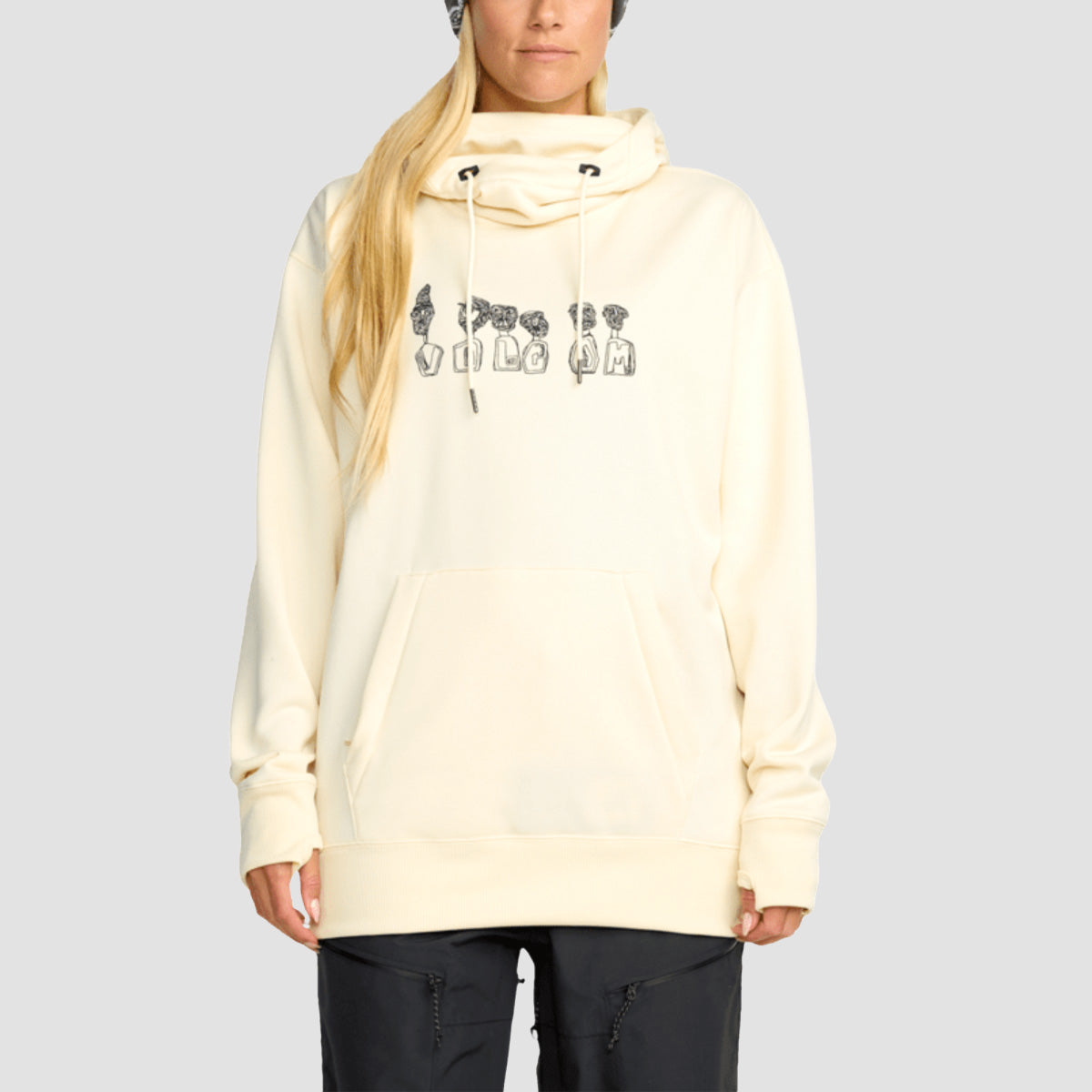 Volcom Riding Hydro Snow Pullover Hoodie Bone - Womens