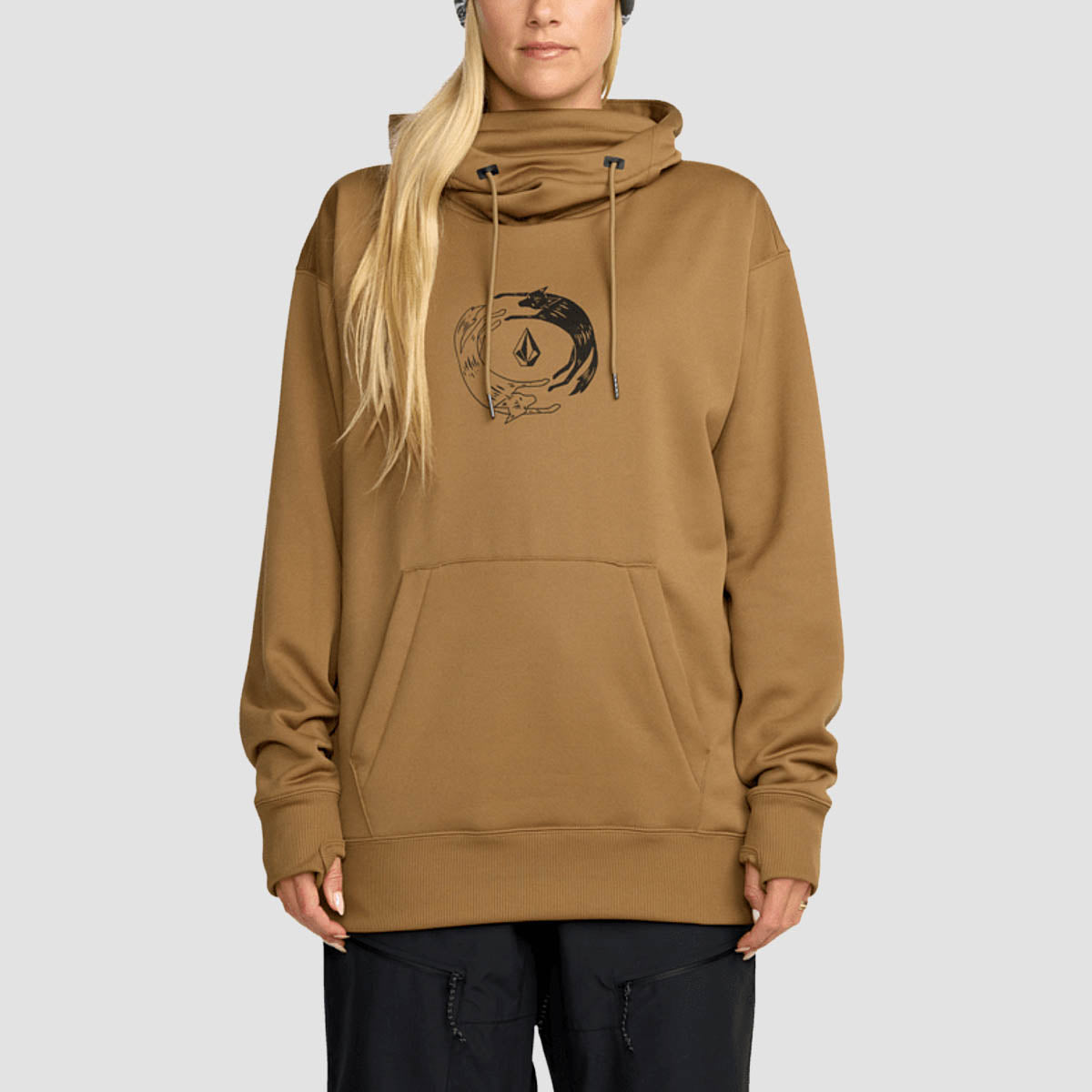 Volcom Riding Hydro Snow Pullover Hoodie Bronze - Womens