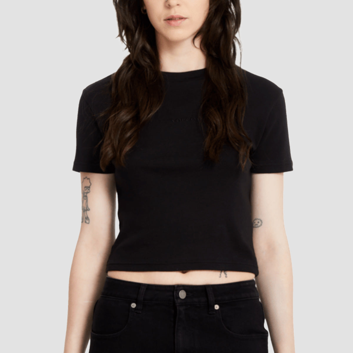 Volcom Volcomstone Tight Crop T-Shirt Black - Womens