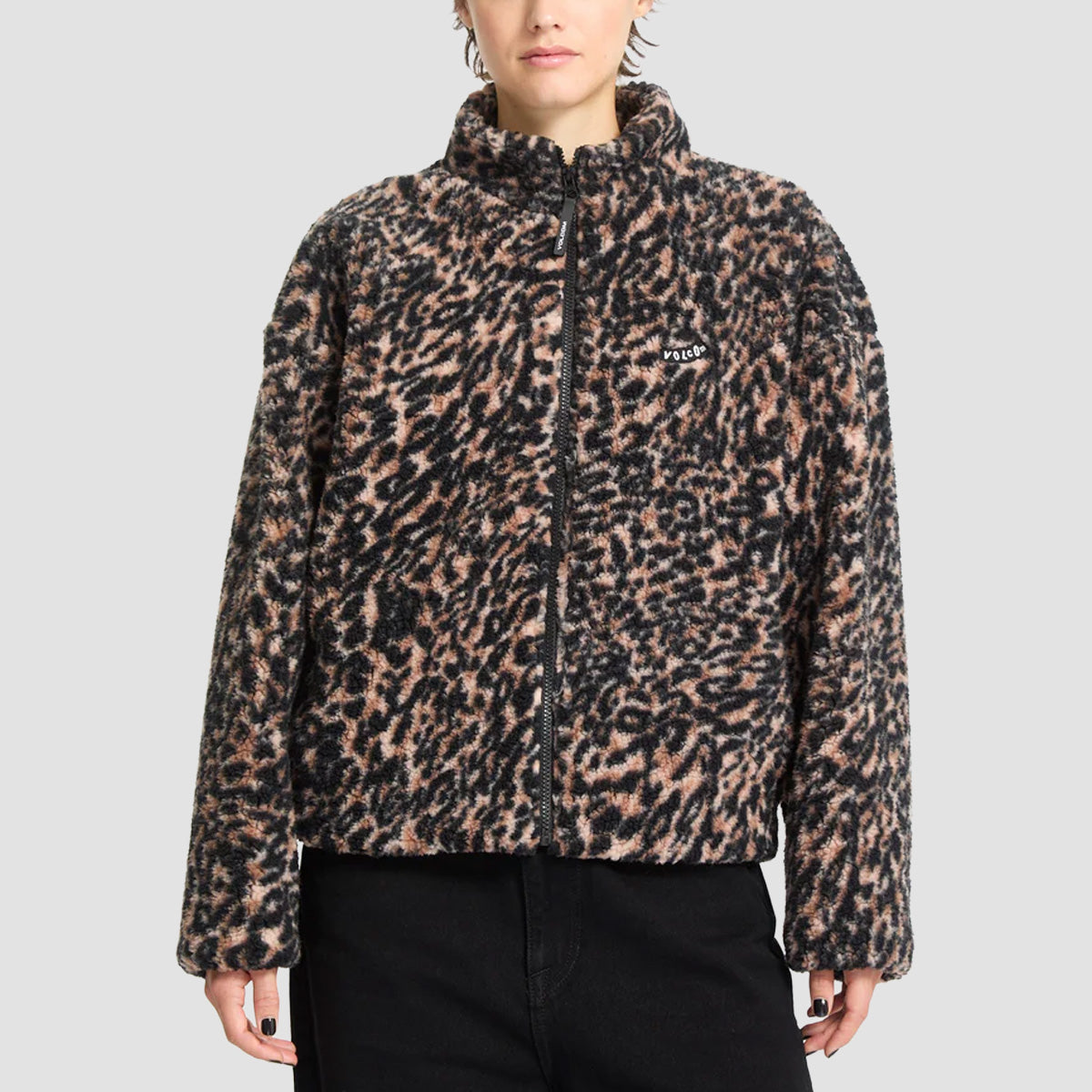 Volcom Wylding Out Sherpa Fleece Sweatshirt Animal Print - Womens