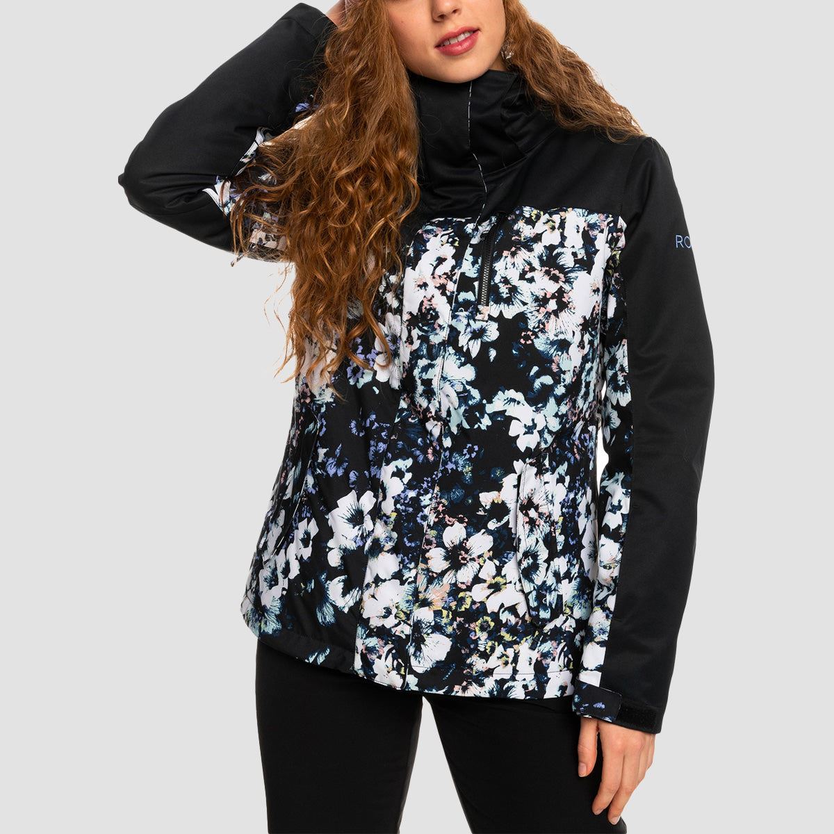 Roxy Jetty Block 10K Snow Jacket True Black Black Flowers - Womens