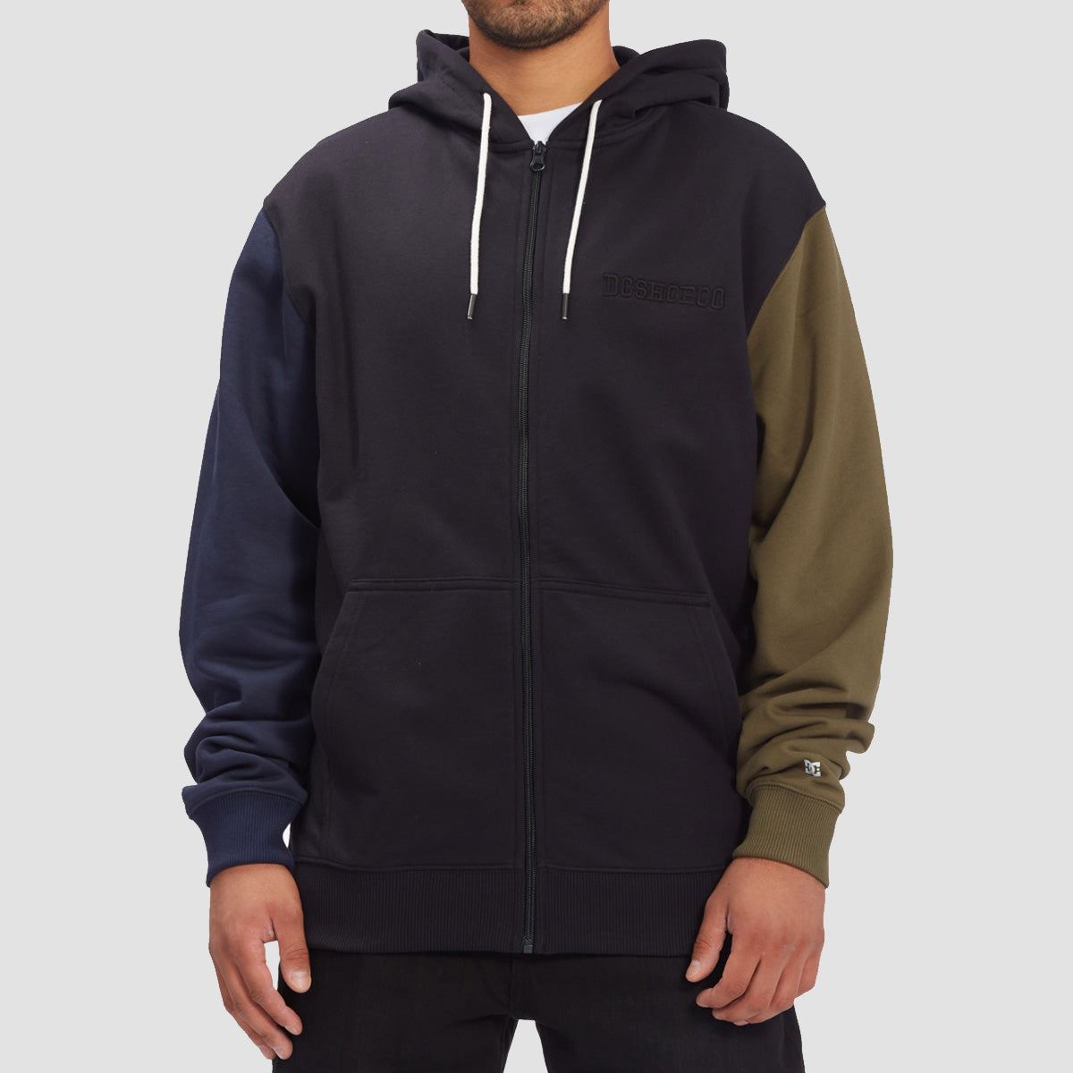 DC Riot 2 Zip Hoodie Black Colour Block
