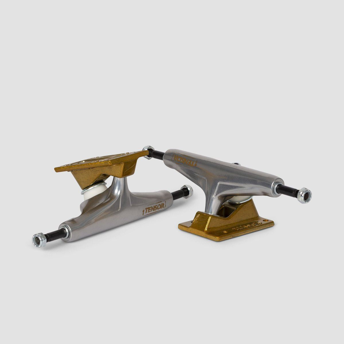 Tensor Aluminum Stencil Mirror 5.5 Skateboard Trucks 1 Pair Raw/Gold Fade - 8.125"