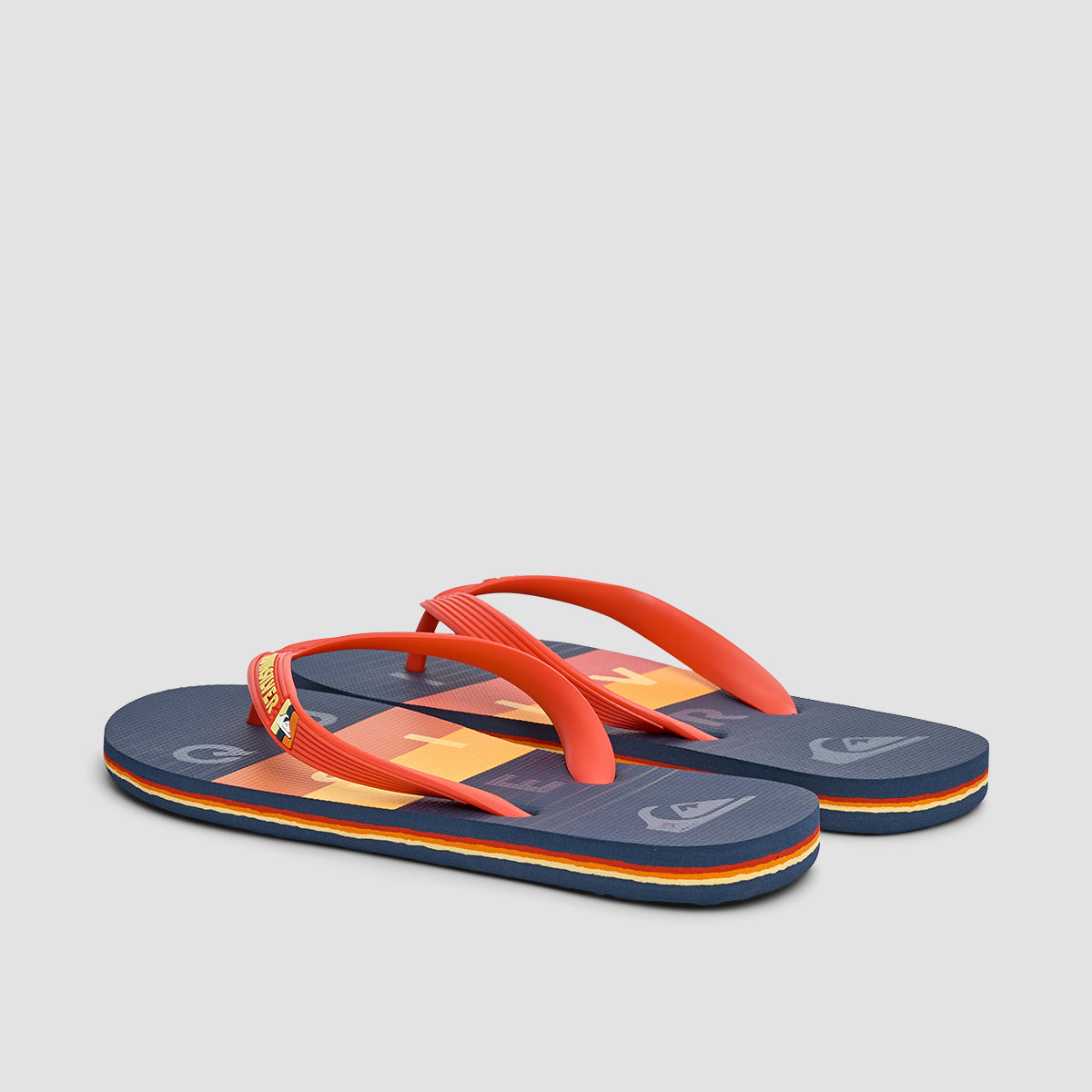Quiksilver Molokai Word Block Flip-Flops Black/Red/Blue - Kids