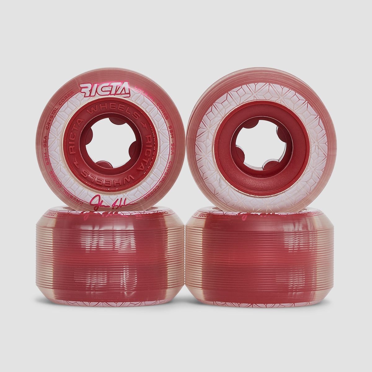 Ricta Crystal Cores Shanahan 95a Skateboard Wheels Clear Metallic Red 53mm