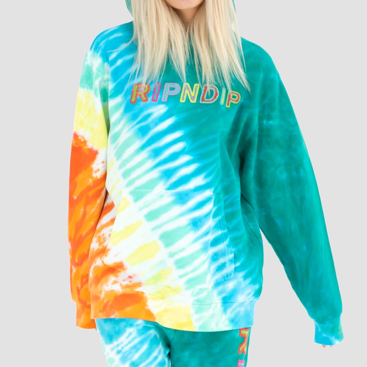 Ripndip Prisma Pullover Hoodie Teal Rainbow Dye