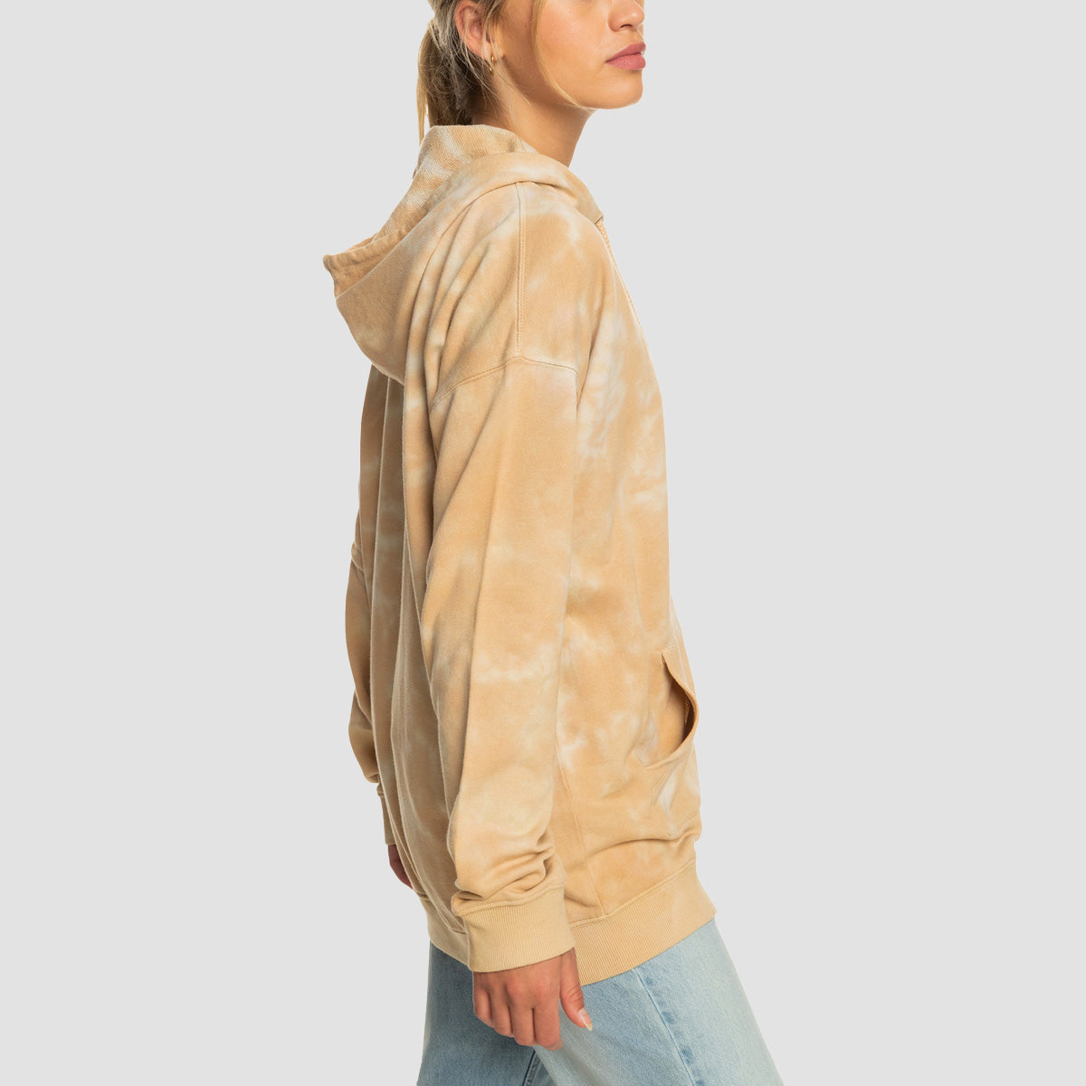 Roxy Fools Gold Tie Dye Zip Hoodie Beige Crystal Wash - Womens