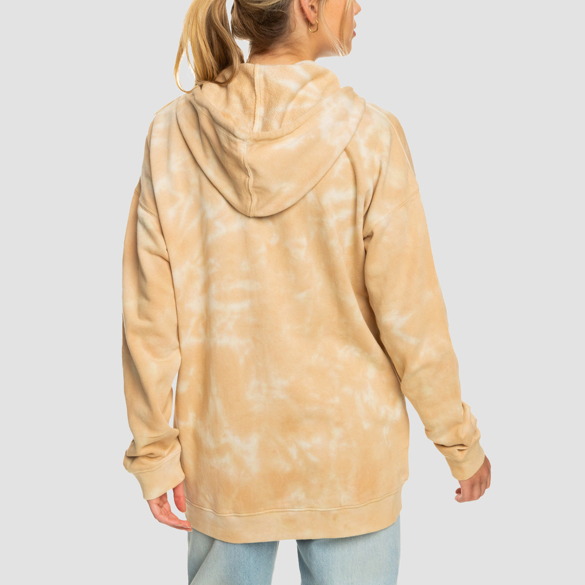 Roxy Fools Gold Tie Dye Zip Hoodie Beige Crystal Wash - Womens