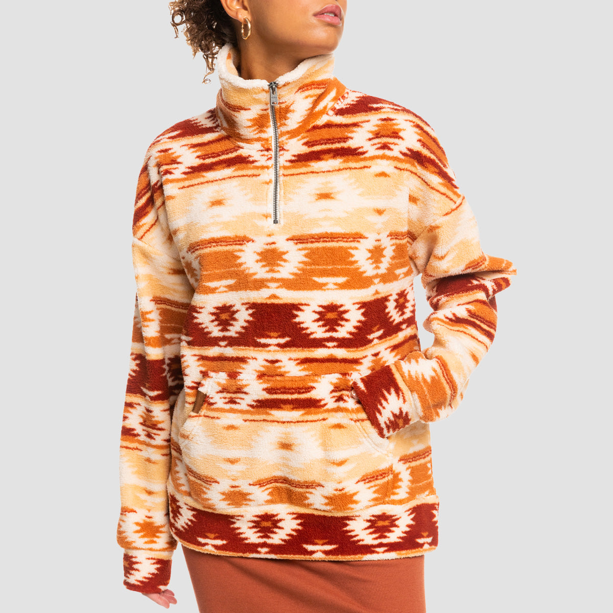 Roxy Live Out Loud Half Zip Fleece Baked Clay New Spirit - Womens