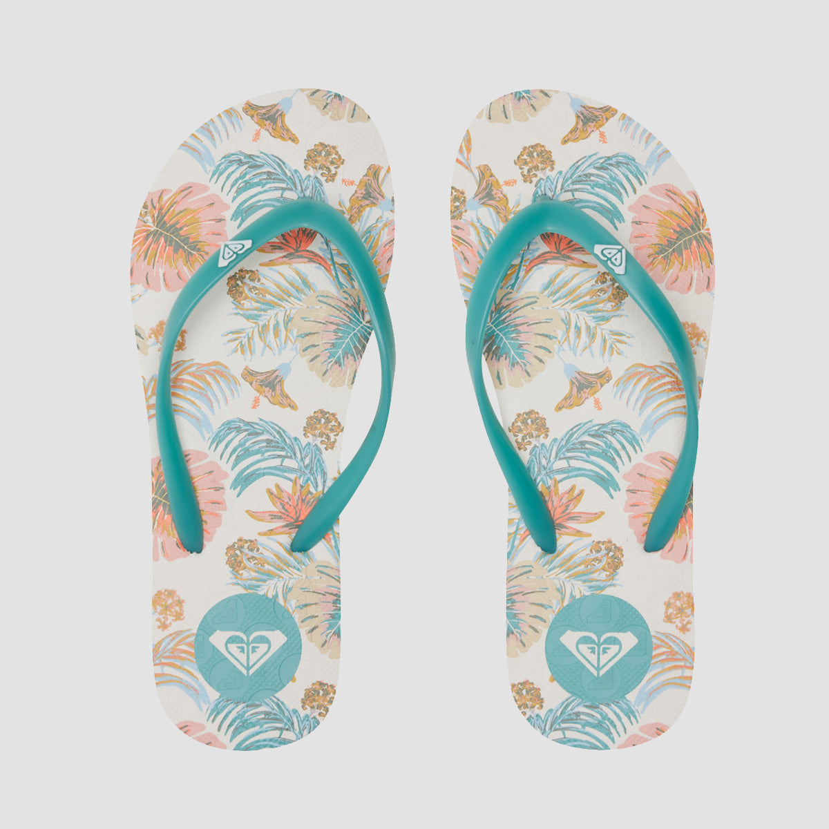 Roxy To The Sea Flip Flops White/Aqua - Womens