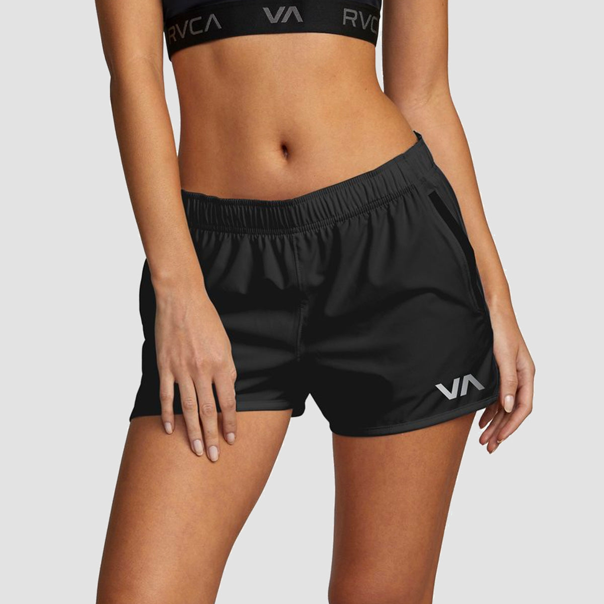 RVCA Yogger Perf Stretch Workout Shorts Black - Womens