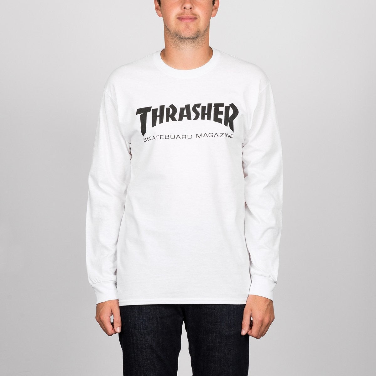 Thrasher Skate Mag Logo Long Sleeve Tee White - Clothing