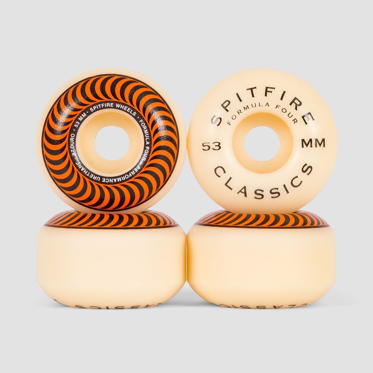 Spitfire Formula Four Classic 97DU Skateboard Wheels Natural/Orange 53mm