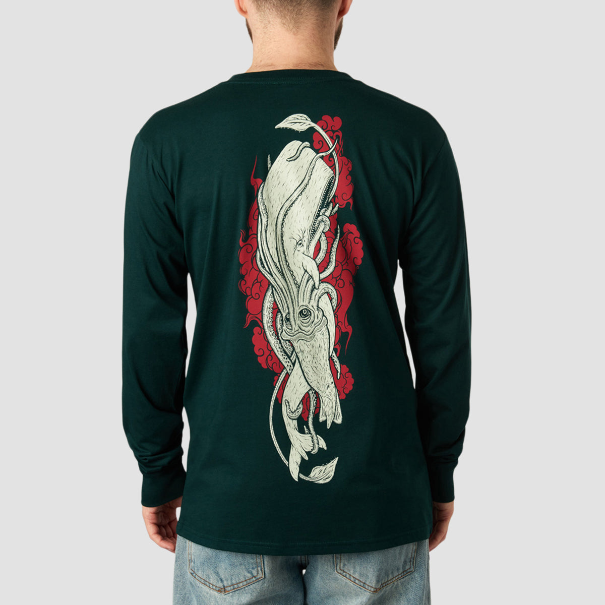 Heathen Moby Vs Kraken Longsleeve T-Shirt Pine Green