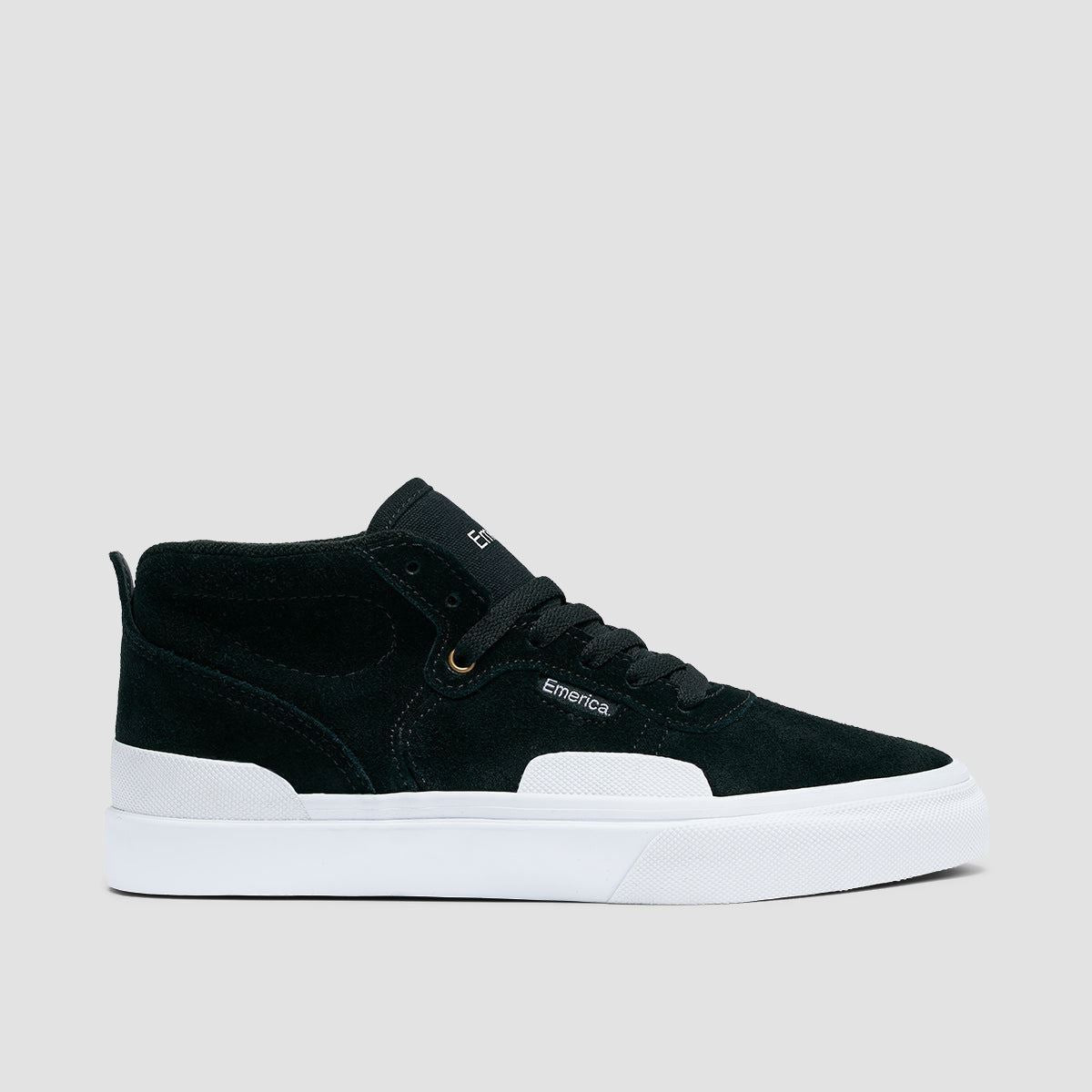 Emerica Pillar Mid Top Shoes Black/White/Gold - Kids