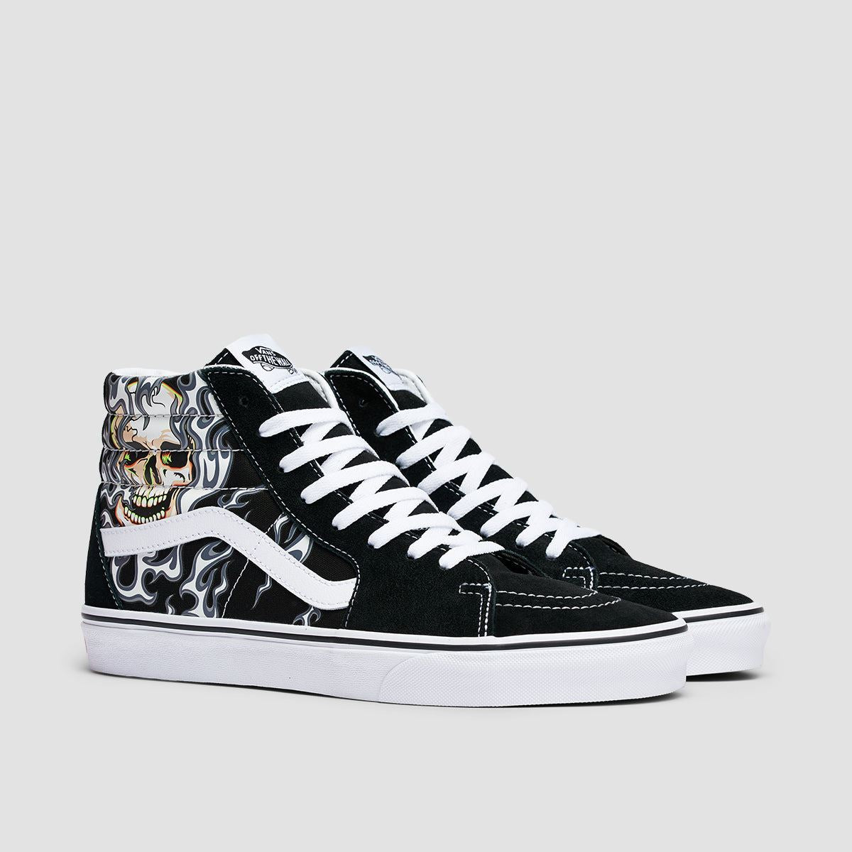 Vans SK8-Hi High Top Shoes - Flame Skull Black/True White