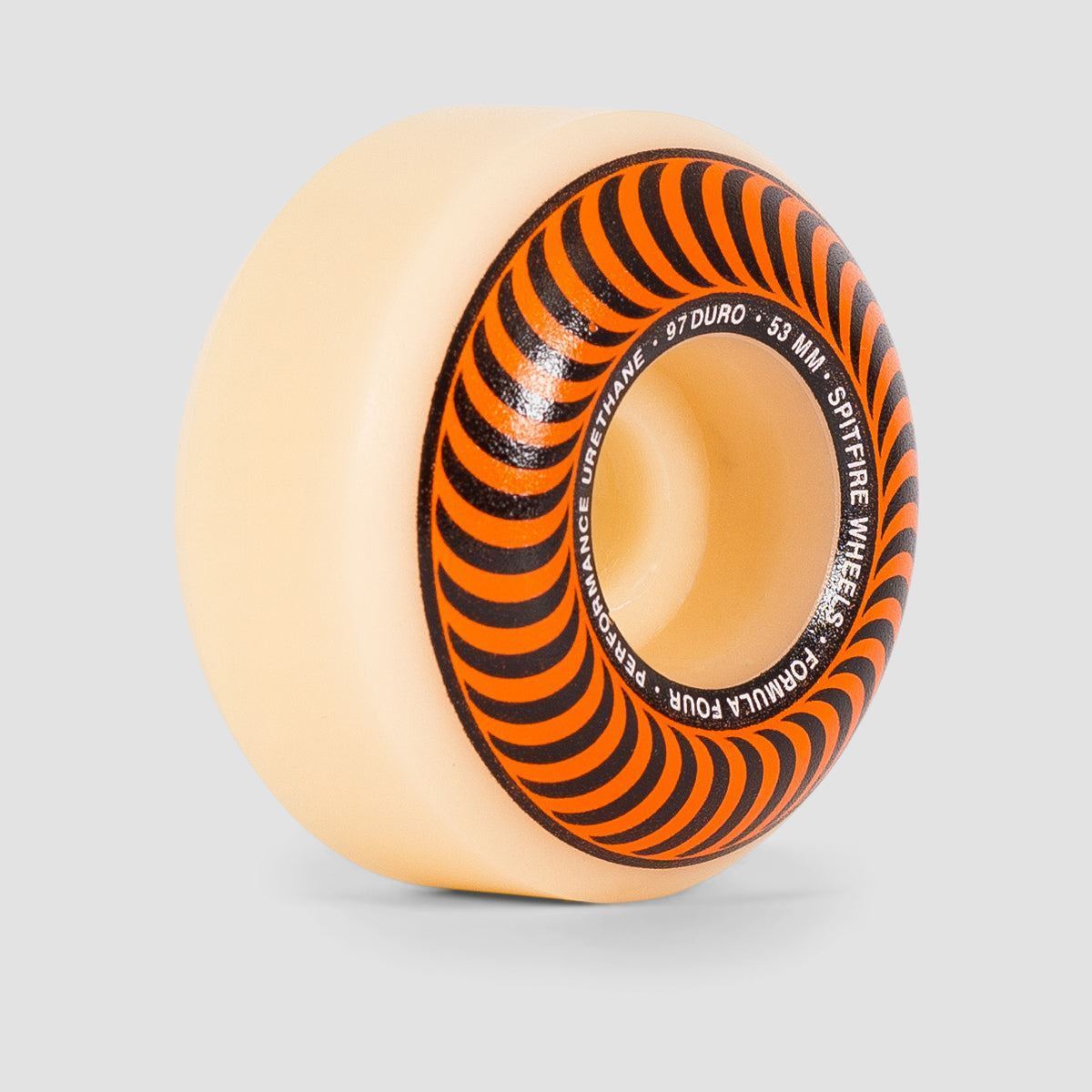 Spitfire Formula Four Classic 97DU Skateboard Wheels Natural/Orange 53mm