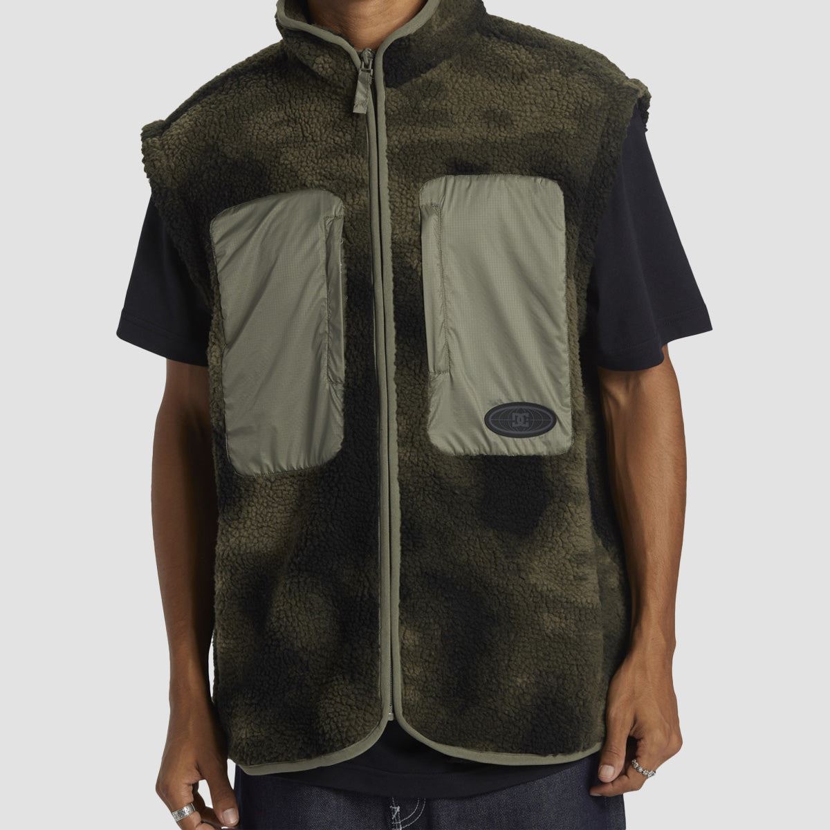 DC Traverse Fleece Jacket/Vest Olive Overspray Print