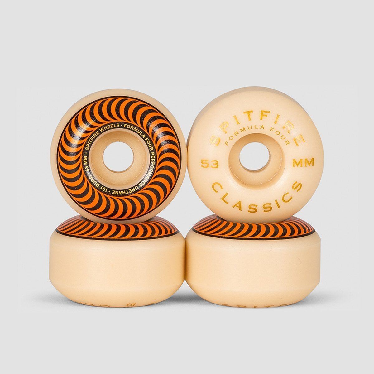 Spitfire Formula Four Classics 101du Skateboard Wheels Natural/Orange 53mm