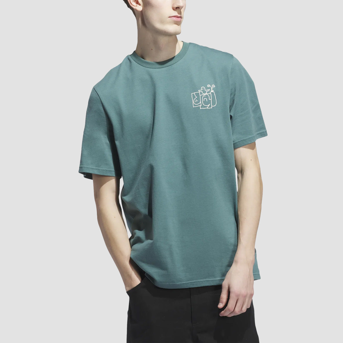adidas Shmoofoil Stairs T-Shirt (Gender Neutral) Preloved Teal/Alumina
