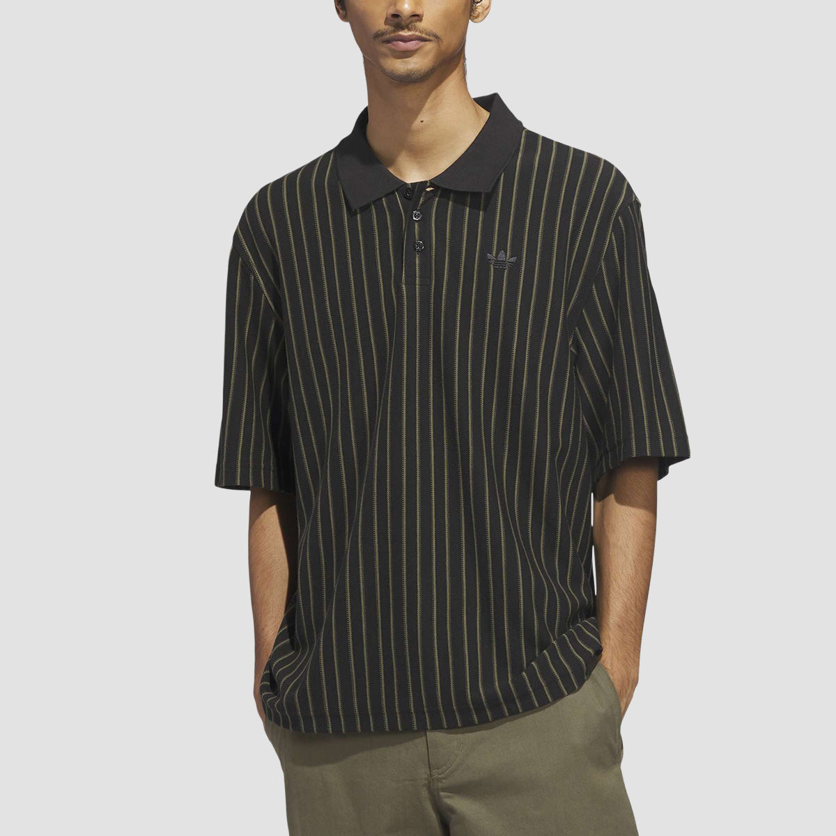 adidas Skateboarding Classic Short Sleeve Polo Shirt Black/Olive Strata
