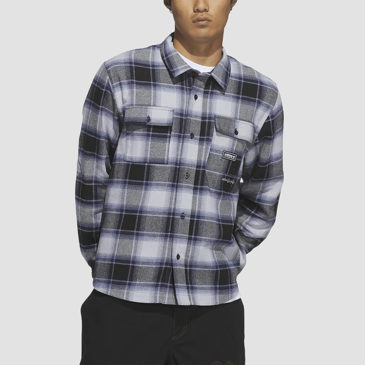 adidas Skateboarding X Mark Gonzales Longsleeve Flannel Shirt Black/Muted Purple/Halo Silver