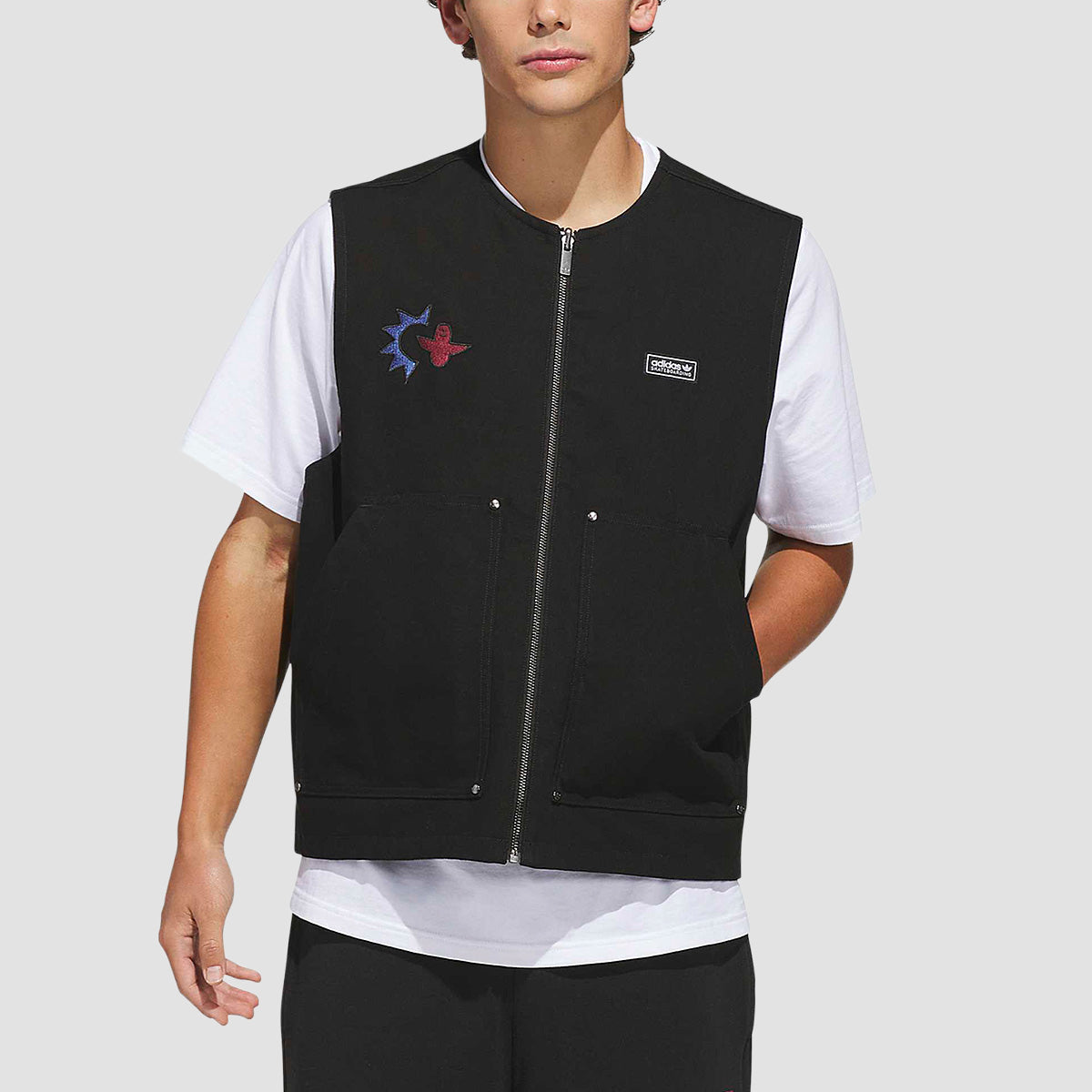 adidas Skateboarding X Mark Gonzales Plaid Reversible Vest Jacket Black