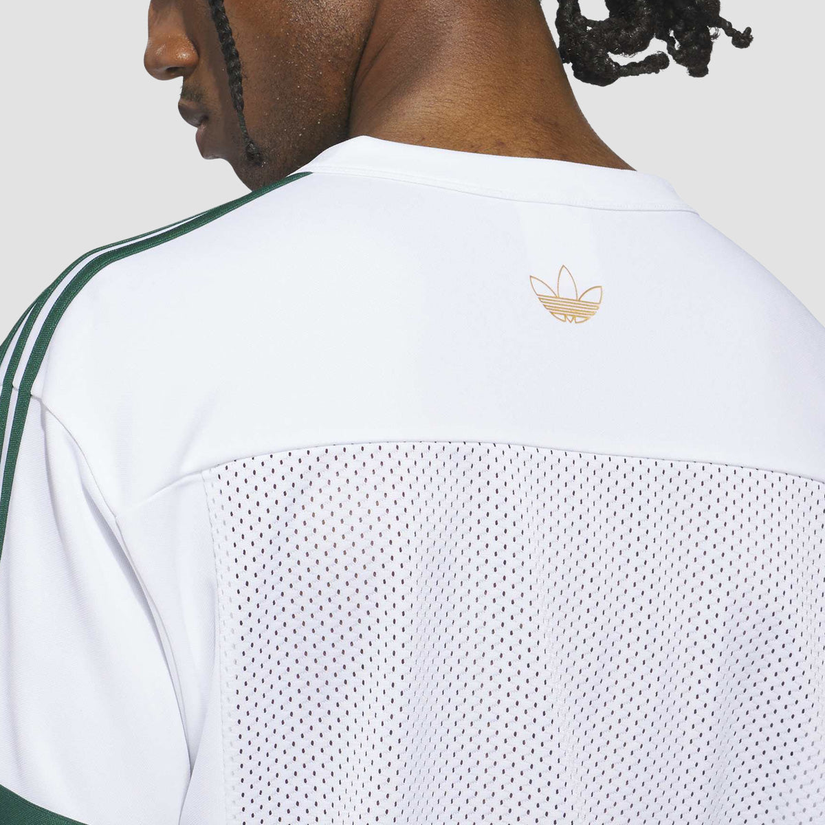 adidas Skateboarding X Tyshawn Football Jersey T-Shirt White/Ice Gold Met./Collegiate Green