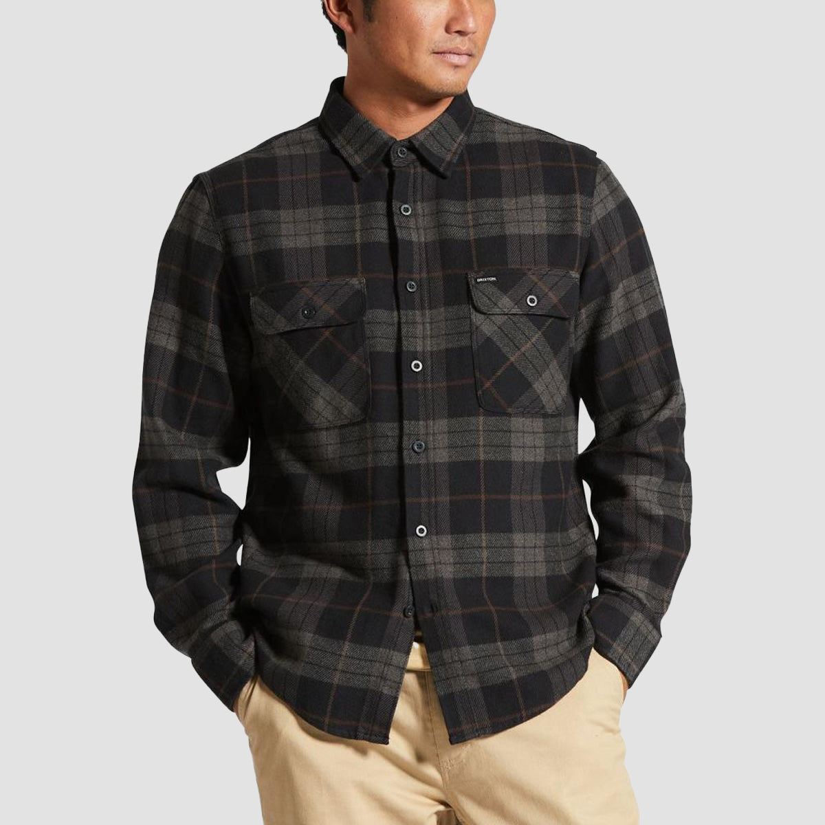 Brixton Bowery Flannel Longsleeve Shirt Black/Charcoal