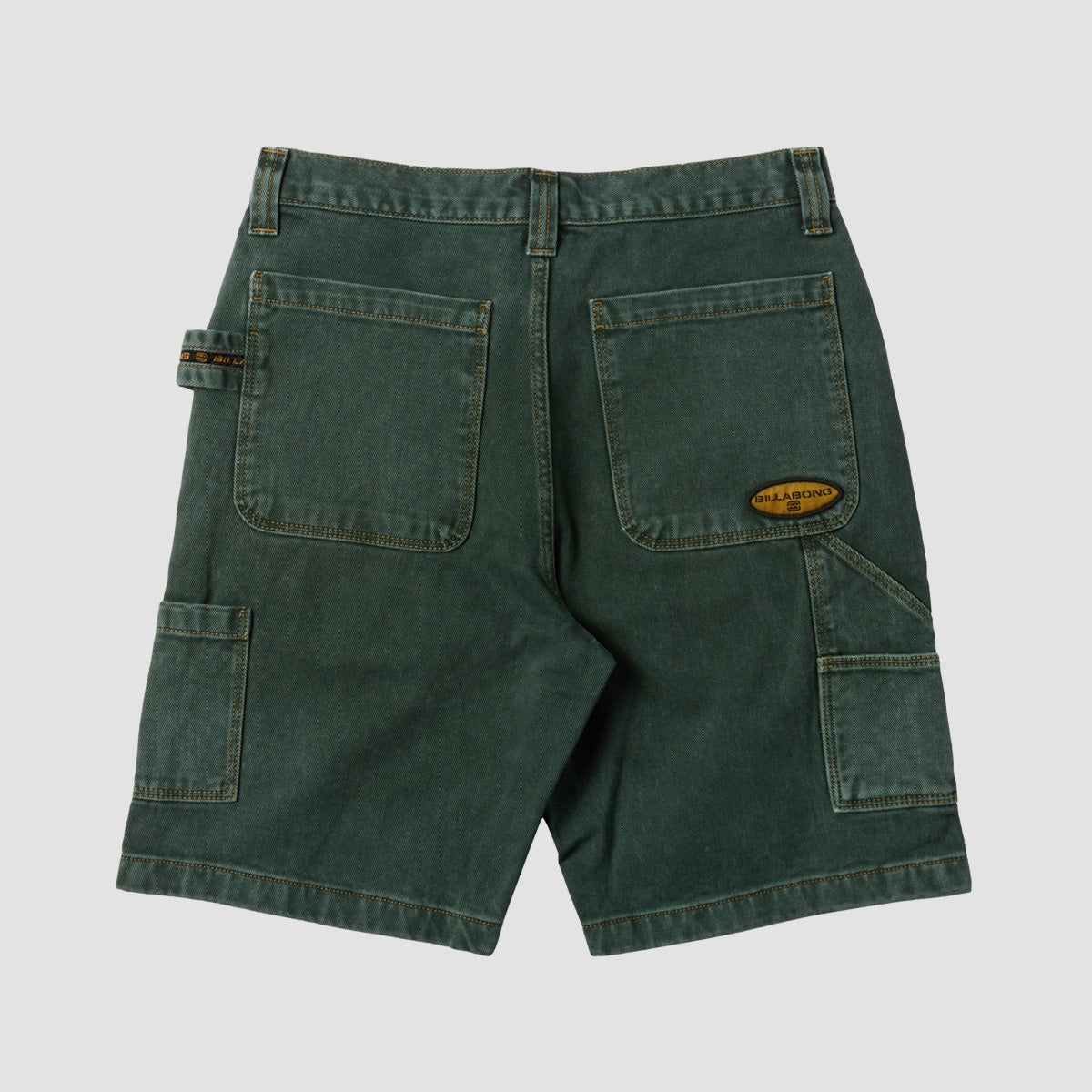 Billabong Bad Dog Workwear Denim Shorts Green Overdye