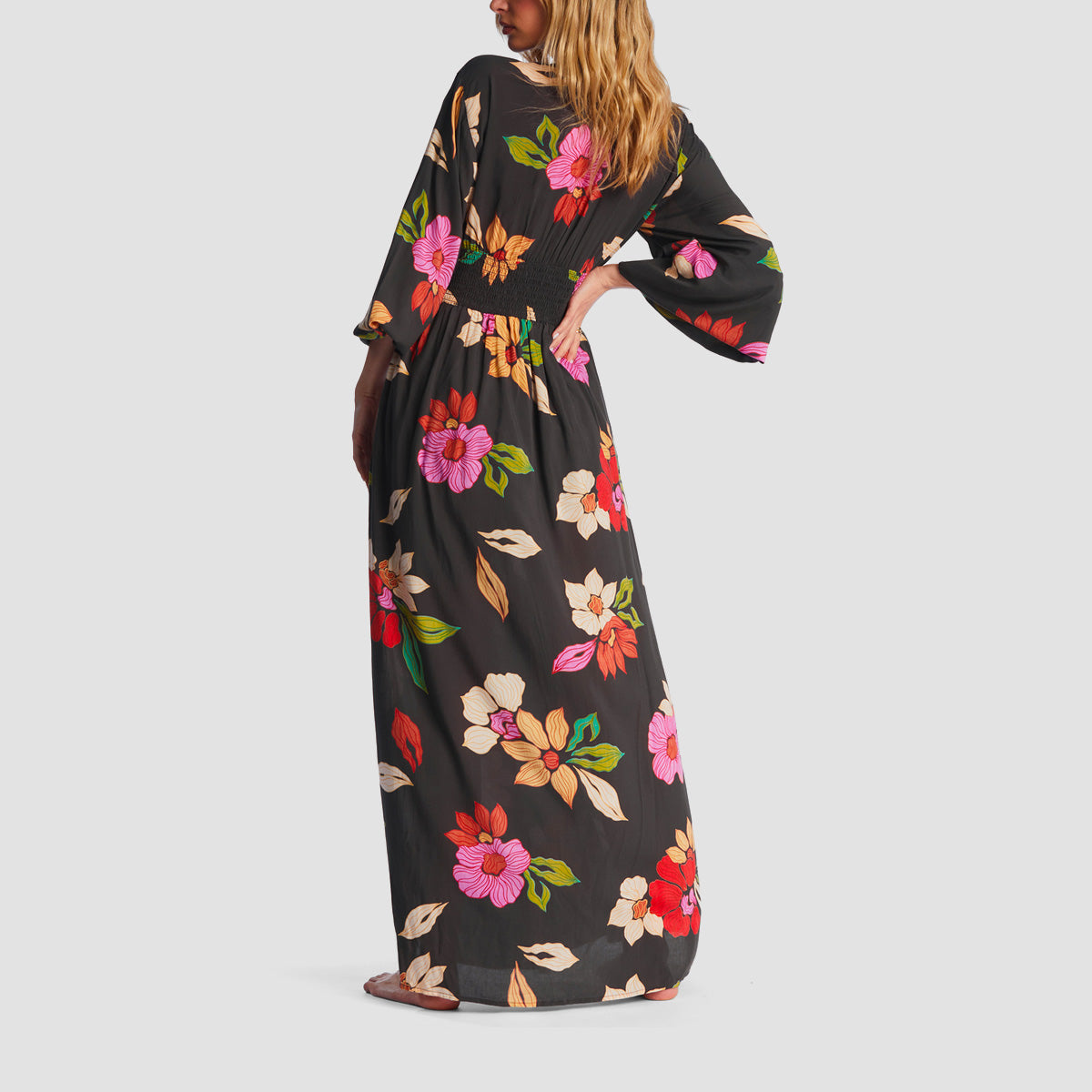 Billabong Night Bloom Maxi Dress Black Pebble - Womens