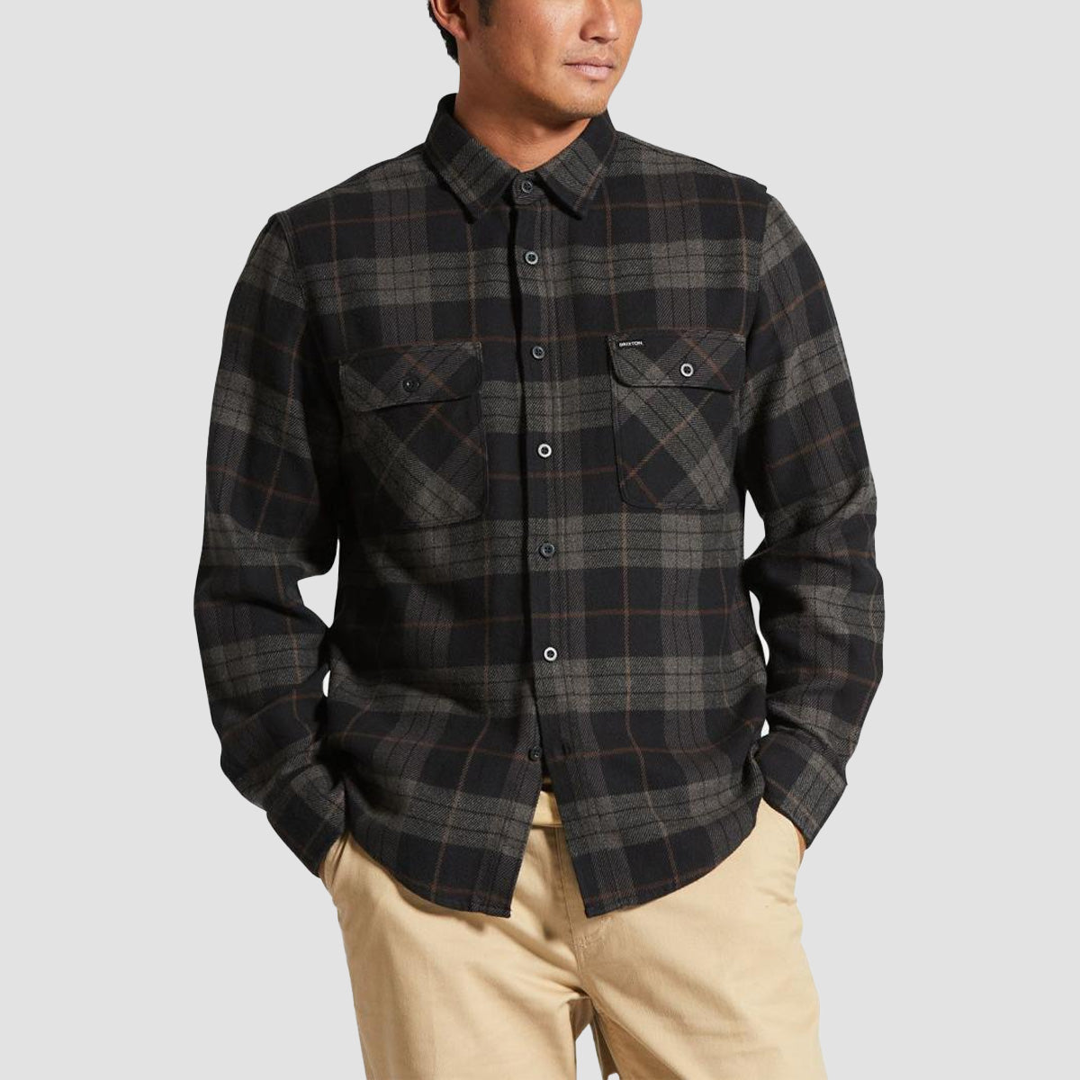Brixton Bowery Longsleeve Flannel Shirt Black/Charcoal/Beige