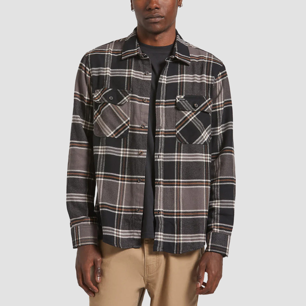 Brixton Bowery Longsleeve Flannel Shirt Black/Charcoal/Pinecone